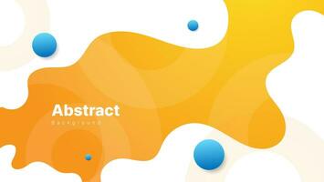 fond orange abstrait avec composition de formes de cercle fluide et bleu blanc. illustration vectorielle vecteur