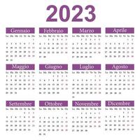 calendrier en italien pour 2023. la semaine commence à partir de lundi. illustration vectorielle vecteur