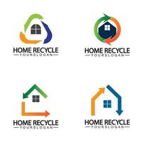 maison accueil recycler logo icône illustration vectorielle conception vecteur