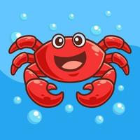 sourire personnage de dessin animé de crabe sous l'eau vecteur