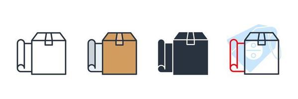 illustration vectorielle de logo d'icône d'emballage. modèle de symbole d'emblème d'emballage cadeau pour la collection de conception graphique et web vecteur
