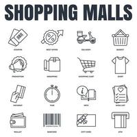 ensemble d'illustration vectorielle de centres commerciaux icône logo. modèle de symbole de pack de supermarché en ligne pour la collection de conception graphique et web vecteur