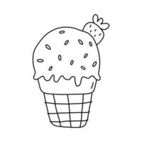 jolie glace à la fraise isolée sur fond blanc. aliments sucrés. illustration vectorielle dessinée à la main dans un style doodle. parfait pour divers designs, cartes, décorations, logo, menu. vecteur