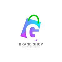 lettre g élément de conception de logo vectoriel de sac à provisions à la mode