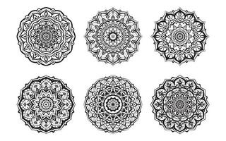 ensemble de décoration ronde arabesque. mandala art thérapie élément de design vectoriel vintage