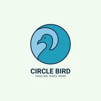 cercle bleu oiseau style dessin animé ludique logo vector design