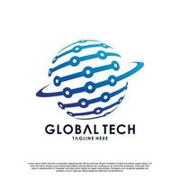 vecteur premium de conception de logo tech mondial