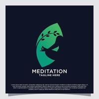 méditation yoga logo design concept vecteur premium