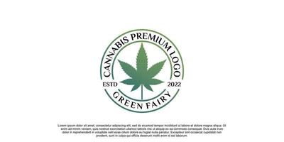 création de logo de fée verte de cannabis avec vecteur premium de concept créatif
