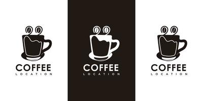 vecteur premium de conception de logo de localisation de café