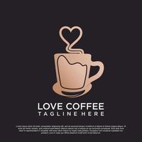 amour café logo design vecteur premium