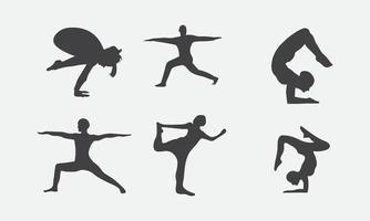 homme méditant et femmes pratiquant le yoga icône illustration vectorielle noire gratuite. vecteur