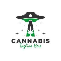 création de logo illustration ovni cannabis vecteur