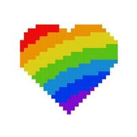 arc-en-ciel pixel coeur symbole de couleur lgbt de l'amour homosexuel, signe de la communauté lgbt, isolé sur fond blanc. illustration vectorielle vecteur