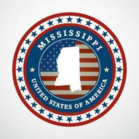 étiquette avec carte du mississippi, vecteur