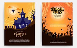 invitations à une fête d'halloween ou cartes de vœux vecteur