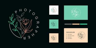 logo de fleur créatif féminin avec style d'art en ligne. référence du logo pour les entreprises vecteur