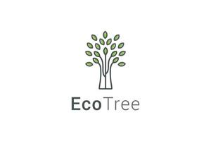 arbre avec feuilles dessin au trait simple logo de plantation naturelle vecteur