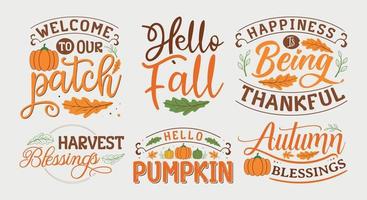 lot svg automne et automne, citations automne et automne, typographie pour t-shirt, affiche, autocollant et carte vecteur