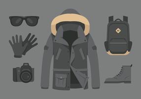 Veste et manteaux gris et accessoires vecteur