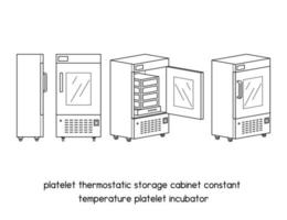 laboratoire médical plaquette thermostatique armoire de stockage haute qualité température constante incubateur de plaquettes diagramme pour l'expérience configuration laboratoire contour illustration vectorielle vecteur