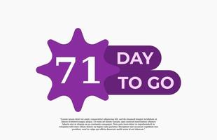 71 jours pour aller. offrir une illustration d'art vectoriel de signe d'affaires de vente avec une police fantastique et une belle couleur blanche violette