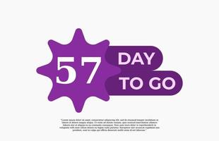 57 jours pour aller. offrir une illustration d'art vectoriel de signe d'affaires de vente avec une police fantastique et une belle couleur blanche violette