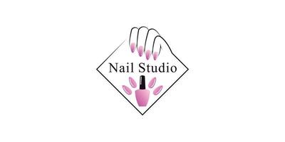 conception de logo de vernis à ongles ou de studio d'ongles avec élément créatif et vecteur premium de concept unique