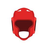 pictogramme de vue de face de symbole plat de casque de boxe. chapeau de sport rouge de protection. icône de vecteur de sport masque homme uniforme