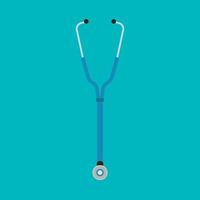 stéthoscope médecin examen icône vecteur bleu. thérapie hospitalière équipement cardiaque instrument d'outil d'impulsion de battement de coeur