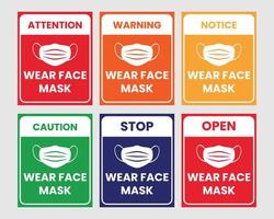 masque facial requis conception de signe vecteur