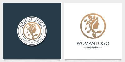 icône de vecteur de beauté de la nature pour femme avec vecteur premium de conception de logo créatif moderne