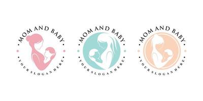 ensemble de modèles de conception de logo maman et bébé avec élément créatif vecteur premium