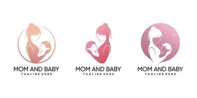 ensemble de modèles de conception de logo maman et bébé avec élément créatif vecteur premium