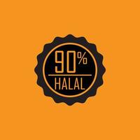 vecteur de logo de timbre halal isolé sur fond orange. pourcentage halal - timbres pour les produits alimentaires et boissons halal.