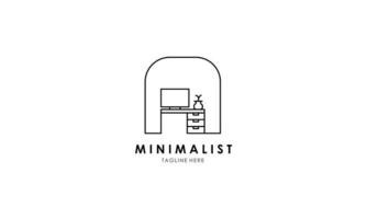 logo de meubles minimalistes, vecteur de logo de meubles d'art en ligne