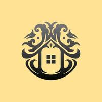 logo de l'immobilier de luxe d'ornement de maison vecteur