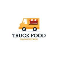 logo créatif de livraison d'illustration de nourriture de camion vecteur