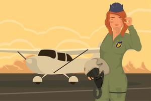 femme pilote de guerre et avion vecteur