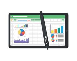 feuille de calcul sur tablette avec stylet vecteur