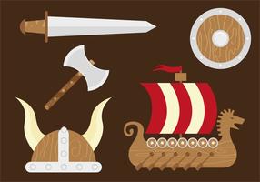 Casque Viking Ship Sword Hatchet Shield Helmet vecteur