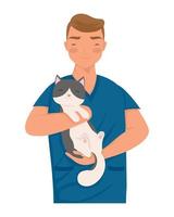 docteur vétérinaire avec chat vecteur