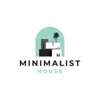 minimaliste moderne de maison. extérieur du bâtiment de la villa contemporaine. logo immobilier. illustration vectorielle isolée sur fond blanc vecteur