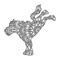 page de coloriage de mandala de cheval pour enfants et adultes, illustration de style de conception d'art vectoriel de mandala animal.