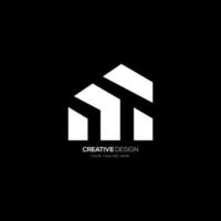 lettre mt logo monogramme créatif espace négatif vecteur