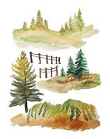 aquarelle d'éléments de la forêt vecteur