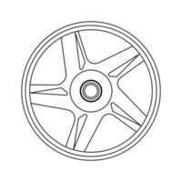 icône de vue de face de roue en alliage ligne d'équipement de garage de moteur. service de vecteur de voiture chrome contour blanc isolé