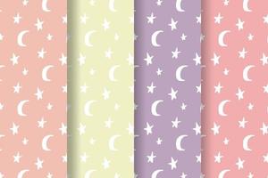 motif pastel étoile et lune vecteur