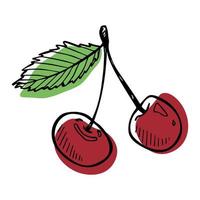 vecteur cerise clipart. icône de baies dessinées à la main. illustration de fruits