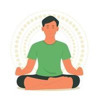homme pratique yoga méditation vecteur